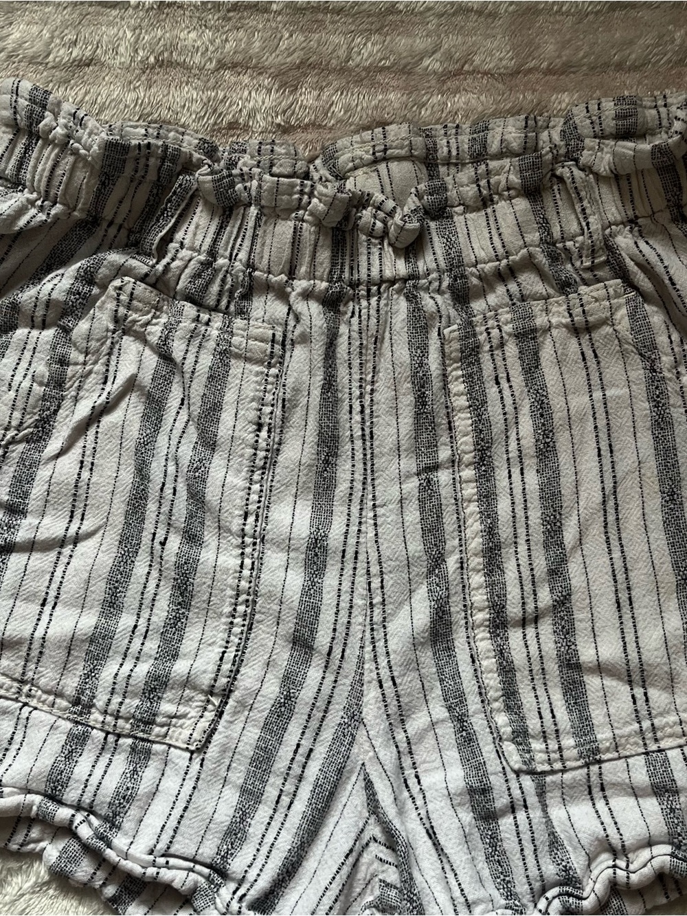 Striped Lightweight Elastic-Waist Summer Beach Shorts Boho Hippie Whimsy